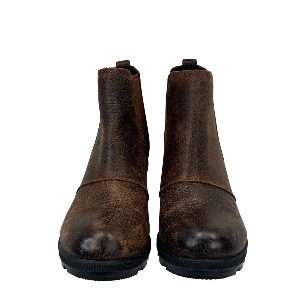 Sorel Joan of Arctic Wedge II Chelsea Boot Leather‎ Brown Burnt Henna Womens 7